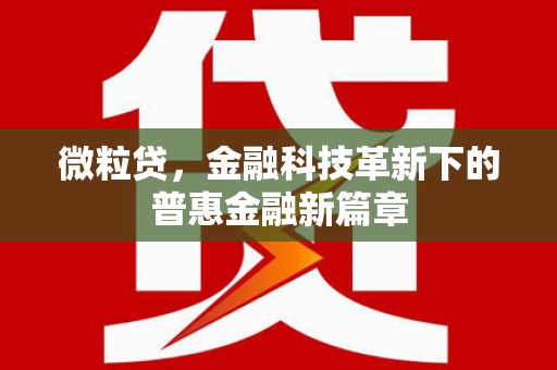 化德微粒贷，金融科技革新下的普惠金融新篇章